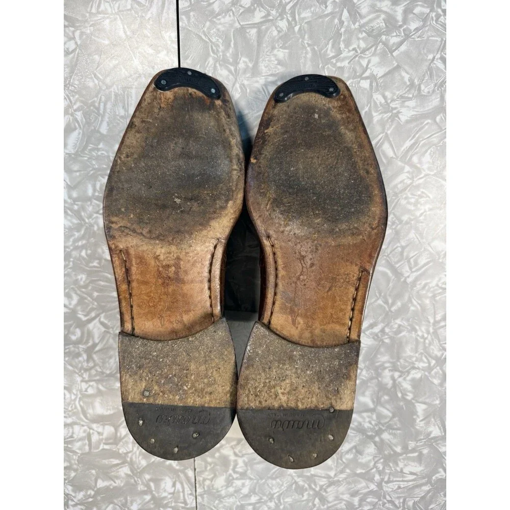 Rare Vintage Mauri for Mister Kay Brown/Tan Leather Oxford Croc Square Toe 9.5M